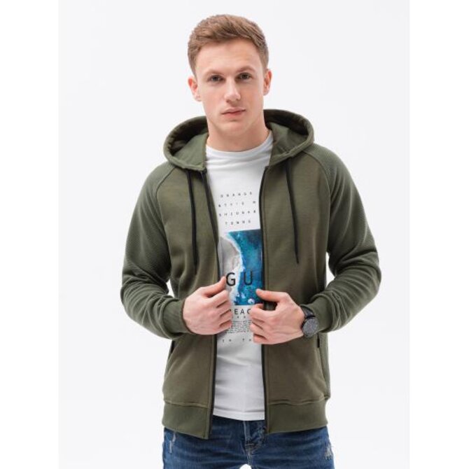 Pánská mikina na zip JADIEL khaki Khaki, L