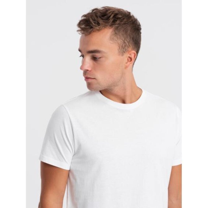 Pánské klasické bavlněné tričko BASIC V14 OM-TSBS-0146 bílé Bílá, L