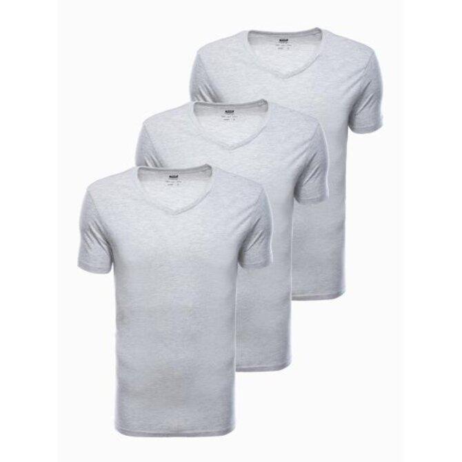 Pánské jednobarevné tričko - šedé 3-pack NOGAH Šedá, XXL