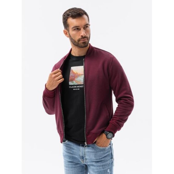 Pánská mikina na zip SAM tmavě červená Červená, S