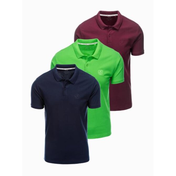 Sada pánských polokošil pique V12 Z28 3-pack mix Zelená, XXL