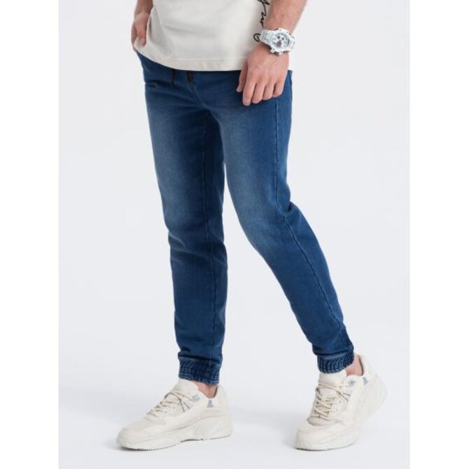 Pánské džínové kalhoty JOGGER SLIM FIT tmavě modré Modrá, L