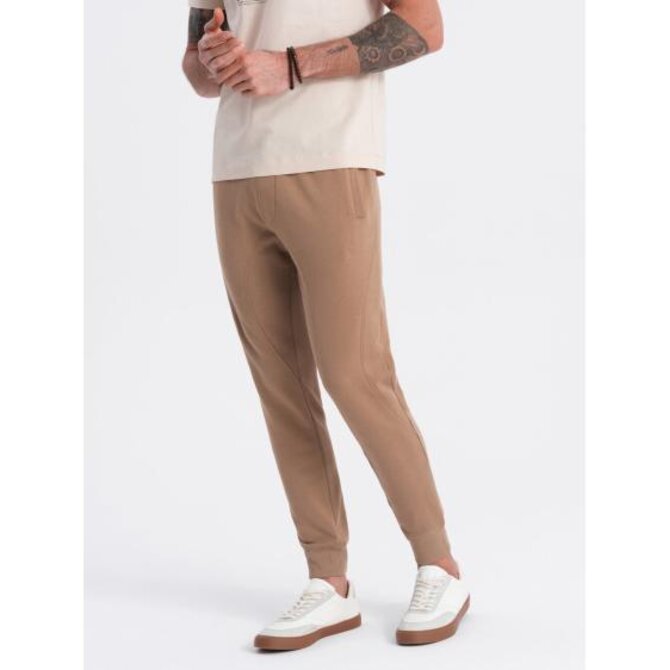 Pánské tepláky jogger hnědé Hnědá, XXL