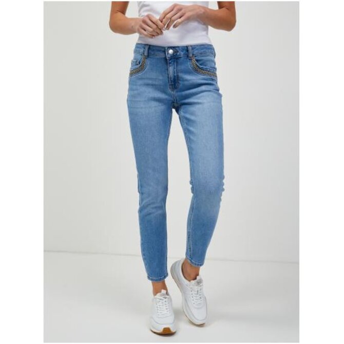 Světle modré zkrácené skinny fit džíny Světle modrá, 32