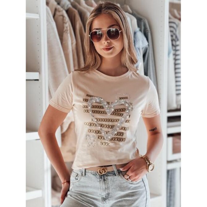 Dámské tričko se srdíčky MARISS broskvová barva Oranžová, L/XL