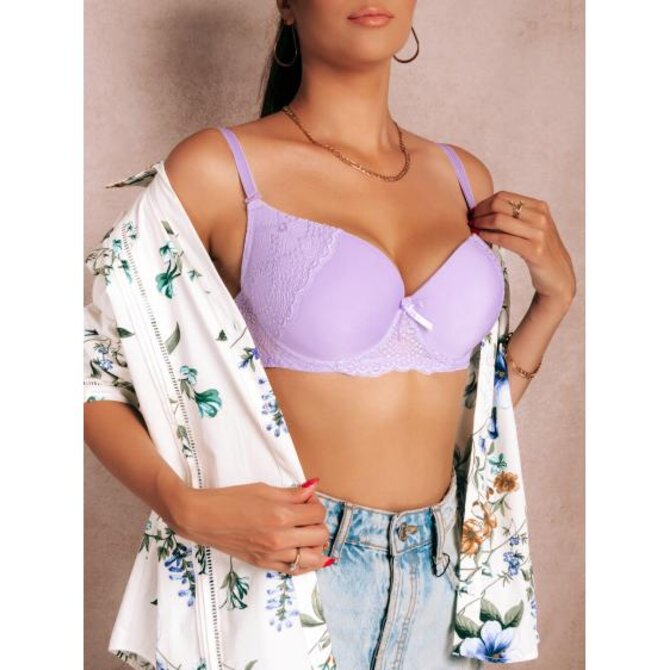 Dámská push-up podprsenka ULR406 fialová Bílá, 38/85C