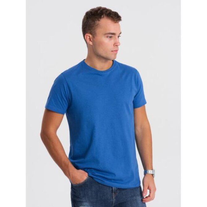 Pánské klasické bavlněné tričko BASIC V8 OM-TSBS-0146 modré Modrá, M