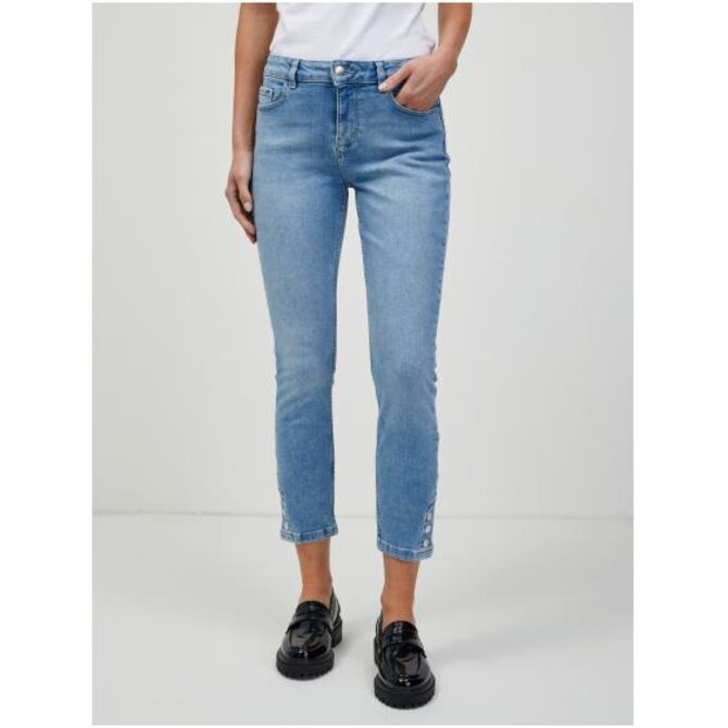 Světle modré zkrácené skinny fit džíny Světle modrá, 42