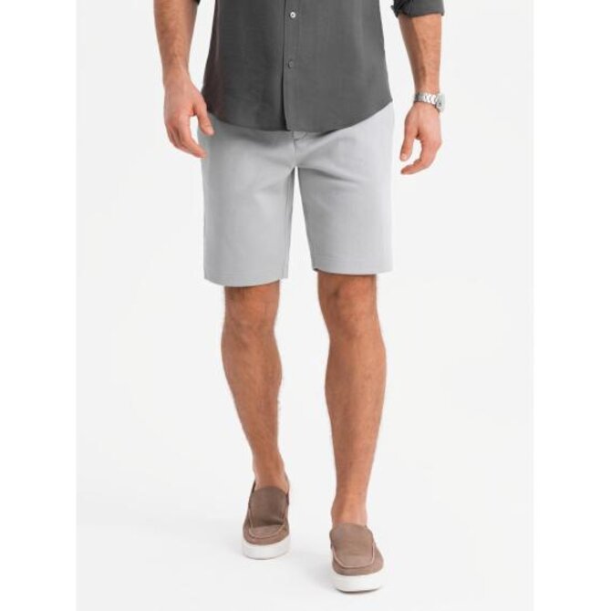 Pánské krátké šortky SLIM FIT ze strukturovaného melanžového úpletu - černé V2 OM-SRCS-0166