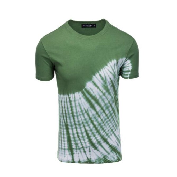 Pánské bavlněné tričko TIE DYE zelené V3 S1617 Zelená, M