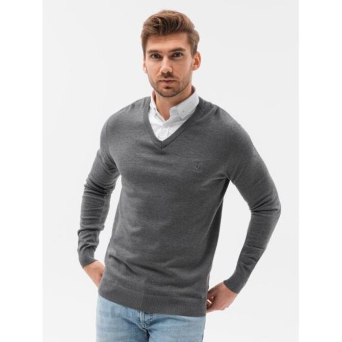 Pánský svetr KOHEN tmavě šedý/melanžový Tmavě šedá, XL