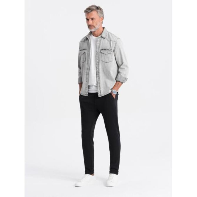 Pánské  kalhoty s pružným pasem V2 OM-PACP-0121 černé Černá, XL