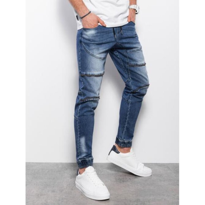 Pánské kalhoty JOGGERS s prošíváním modré V3 OM-PADJ-0111 Modrá, L