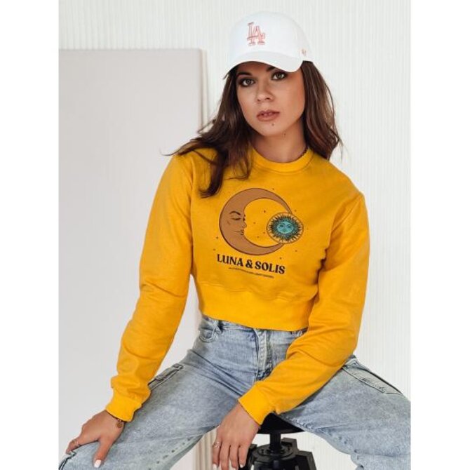 Dámská mikina LUNA crop top žlutá Žlutá, Univerzální
