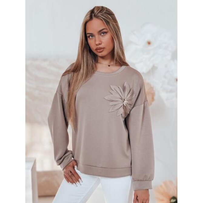 Dámská mikina FLORINE, jedna velikost, oversize, mokka Karamelová, Univerzální