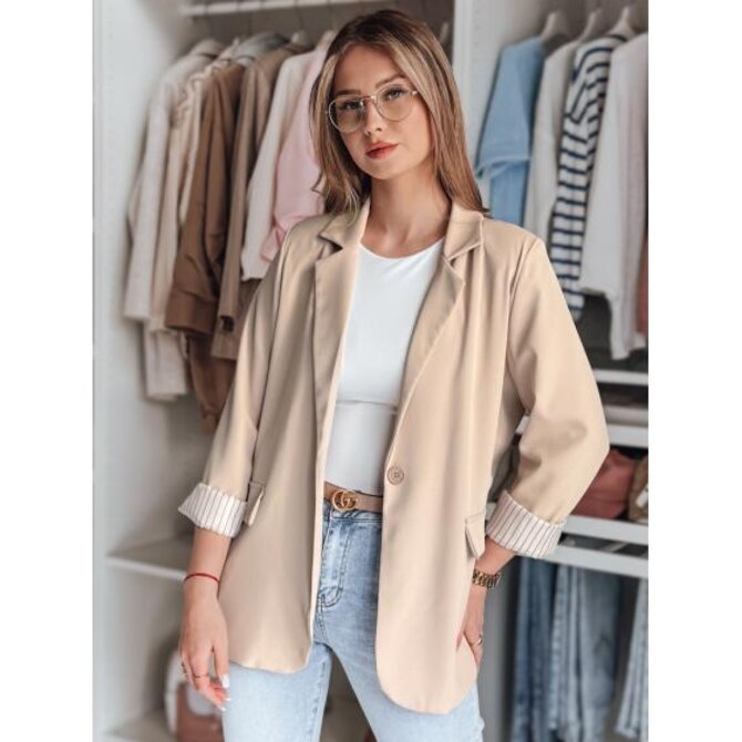 Dámské sako RESIDAL, jedna velikost, oversize, tmavě béžová Béžová, Univerzální