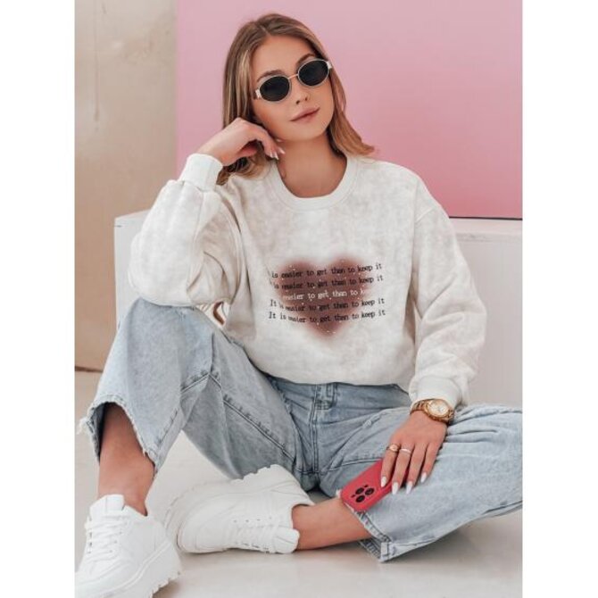 Dámská oversize mikina tie-dye se srdcem DESSER šedá Světle šedá, Univerzální