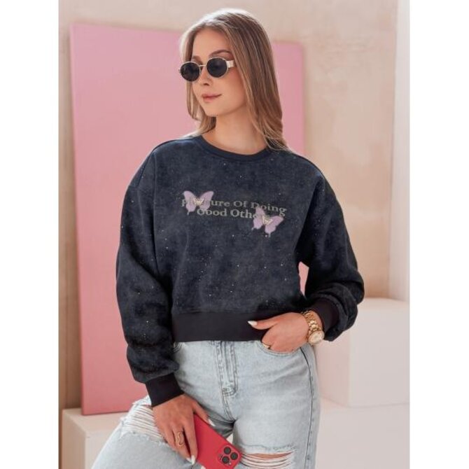 Dámská oversize mikina tie-dye s motýly SPARKI tmavě modrá Námořnická modrá, Univerzální