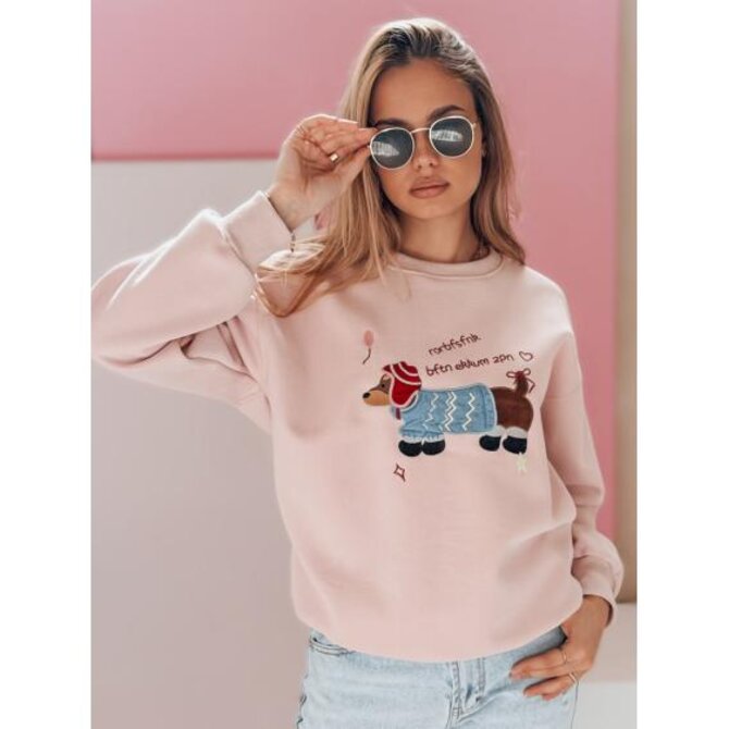 Dámská oversize mikina s výšivkou DOGSWEETY růžová Růžová, Univerzální