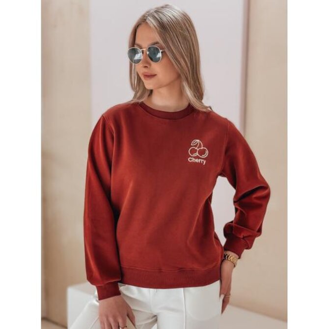 Dámská oversize mikina s výšivkou CHERSOFT cihlová Červená, Univerzální