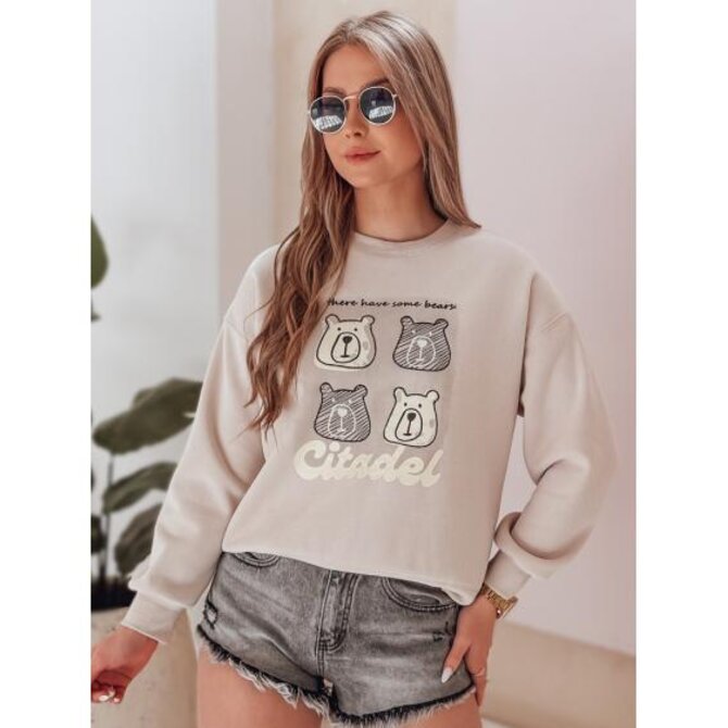 Dámská oversize mikina s medvídky MISOBEARS béžová Béžová, Univerzální