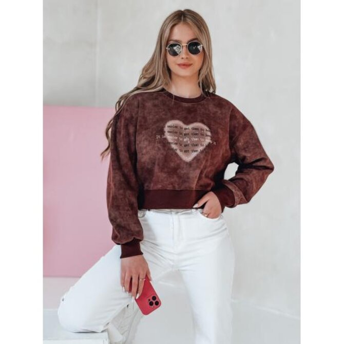 Dámská oversize mikina tie-dye se srdcem DESSER vínová Kaštanová, Univerzální