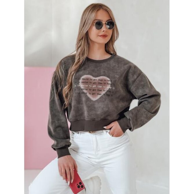 Dámská oversize mikina tie-dye se srdcem DESSER grafitová Břidlicová, Univerzální