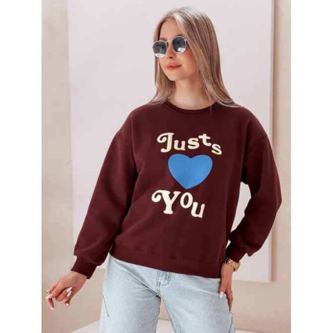 Dámská oversize mikina s potiskem FEELME vínová Kaštanová, Univerzální