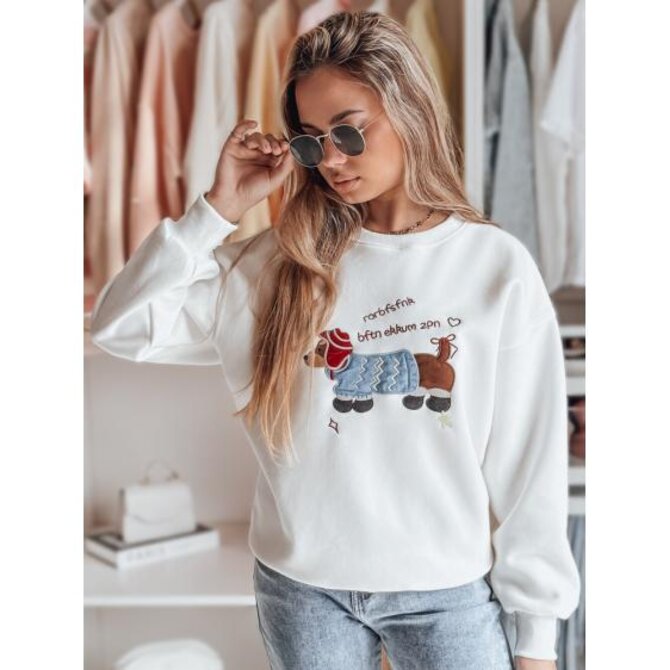 Dámská oversize mikina s výšivkou DOGSWEETY bílá Bílá, Univerzální
