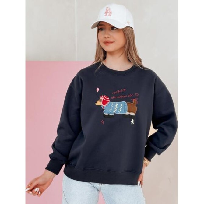 Dámská oversize mikina s výšivkou DOGSWEETY tmavě modrá Námořnická modrá, Univerzální