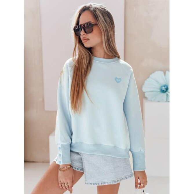 Dámská oversize mikina se srdíčky LOVELISA modrá Modrá, Univerzální