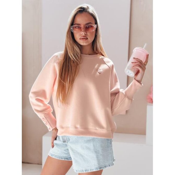 Dámská oversize mikina se srdíčky LOVELISA růžová Růžová, Univerzální