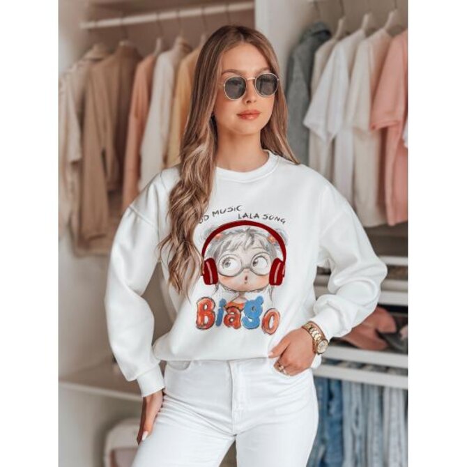 Dámská oversize mikina s potiskem LALA VIBE bílá Bílá, Univerzální