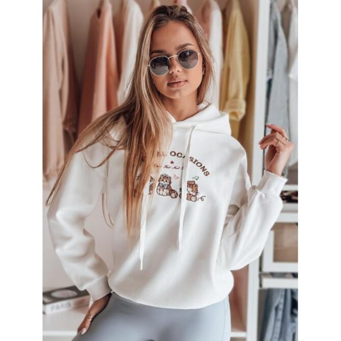 Dámská oversize mikina s kapucí SPECIAL KITTY bílá Bílá, Univerzální