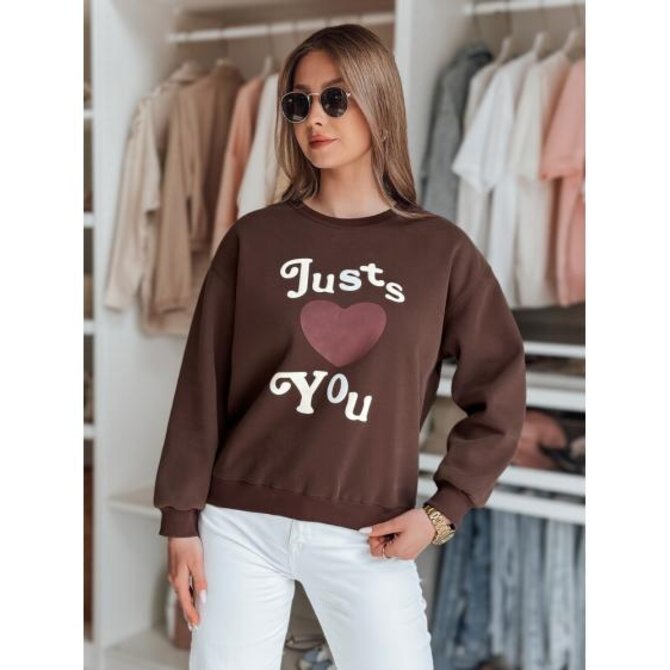 Dámská oversize mikina s potiskem JUST LOVE YOU hnědá Karamelová, Univerzální