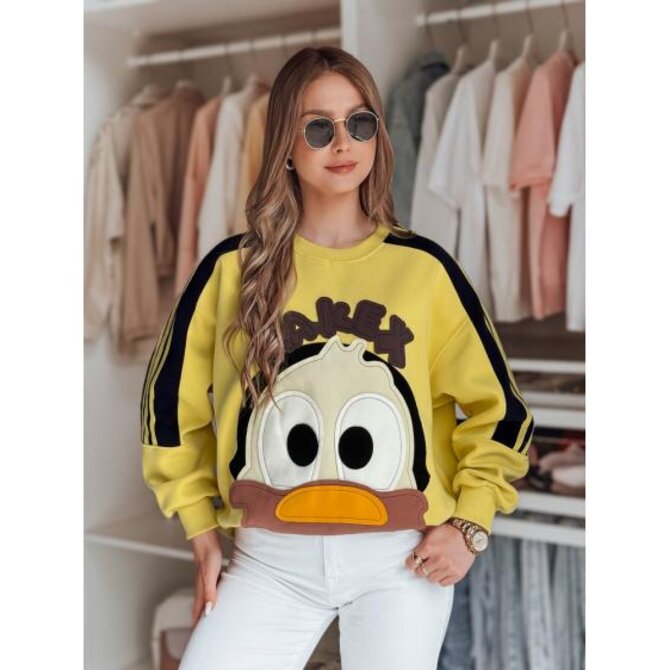Dámská oversize mikina s nášivkami CUTE MAKEX žlutá Žlutá, Univerzální