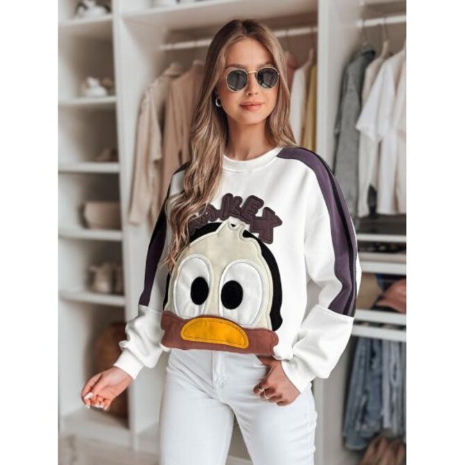 Dámská oversize mikina s nášivkami CUTE MAKEX bílá Bílá, Univerzální