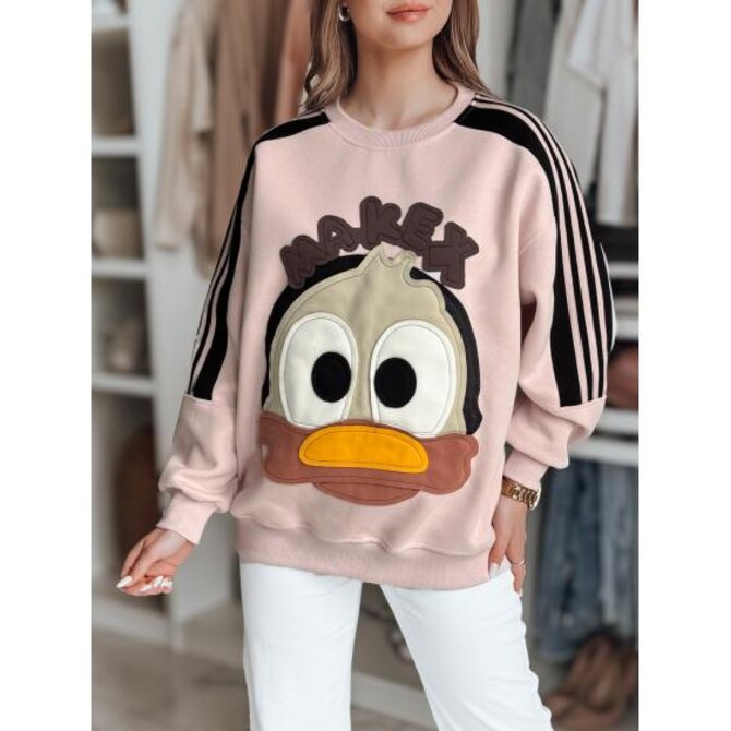 Dámská oversize mikina s nášivkami CUTE MAKEX růžová Růžová, Univerzální