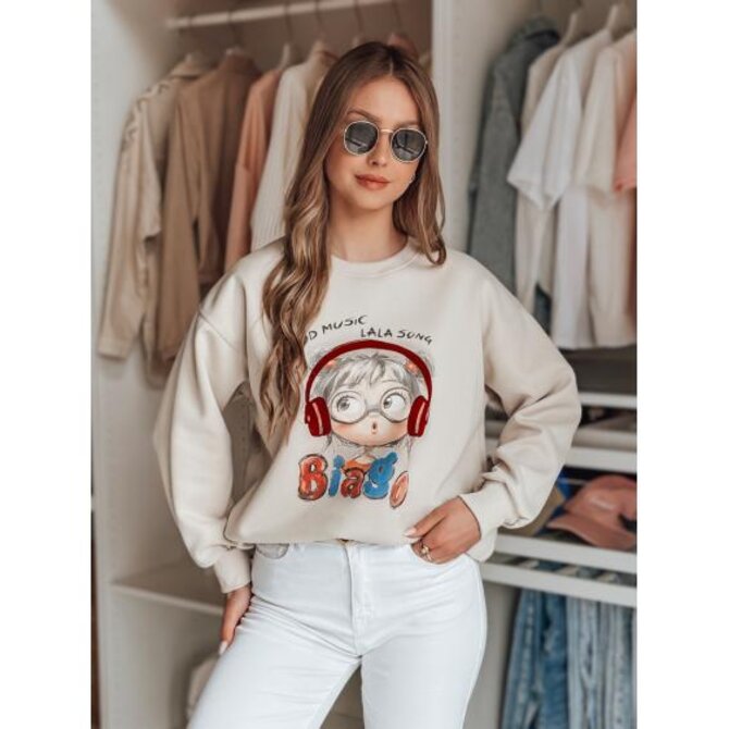 Dámská oversize mikina s potiskem LALA VIBE béžová Béžová, Univerzální