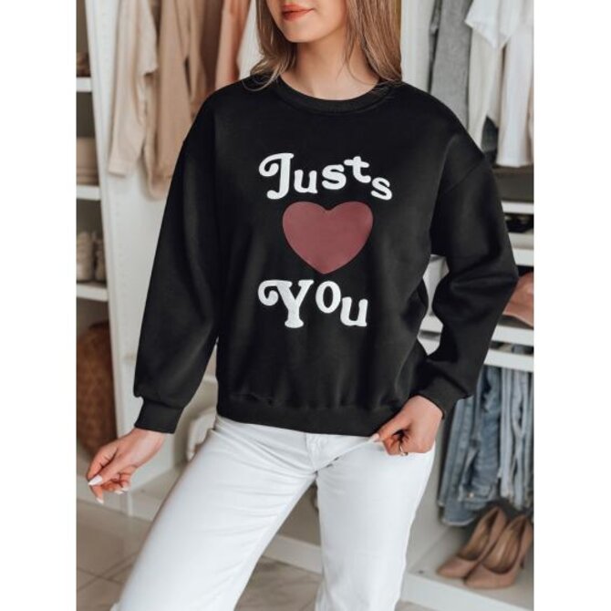 Dámská oversize mikina s potiskem JUST LOVE YOU černá Černá, Univerzální