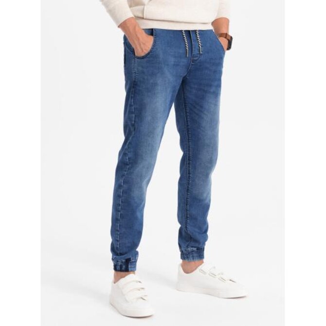 Pánské džínové kalhoty jogger OM-PADJ-0106 světle modré Modrá, L