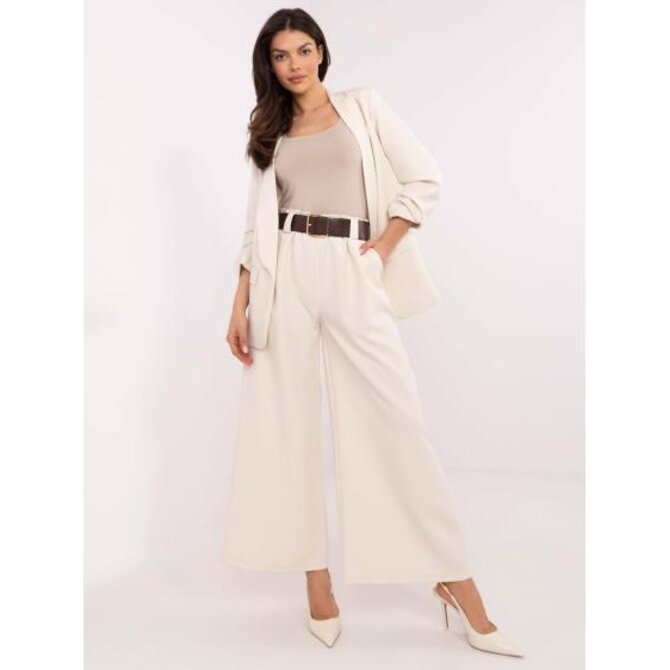 Světle béžové oblekové kalhoty s kapsami Béžová, Univerzální