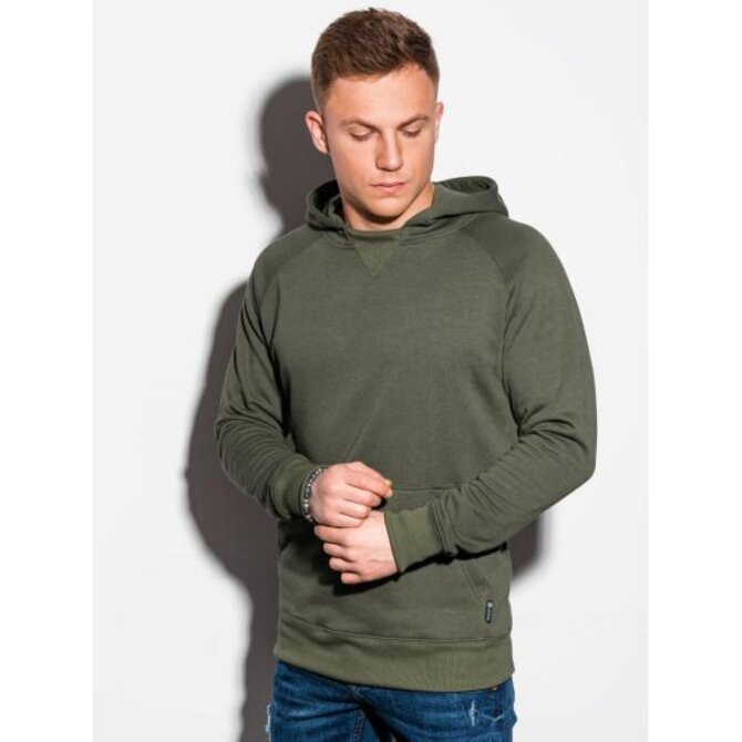 Pánská mikina s kapucí EWANE khaki barva Khaki, XXL