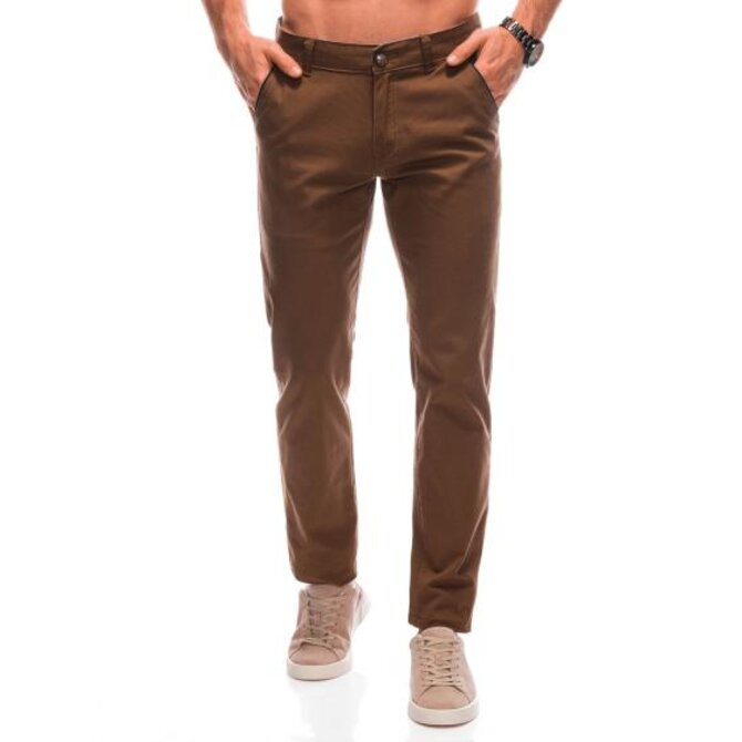 Pánské kalhoty chino P1418 hnědé Hnědá, 31