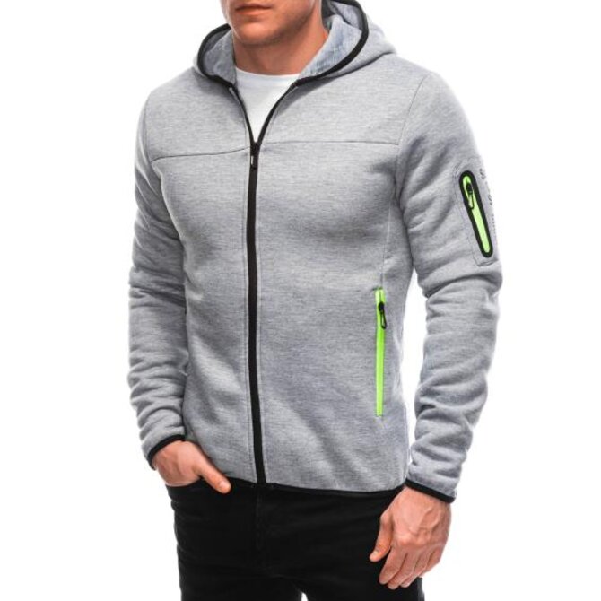 Pánská mikina na zip B1623 šedá Šedá, M