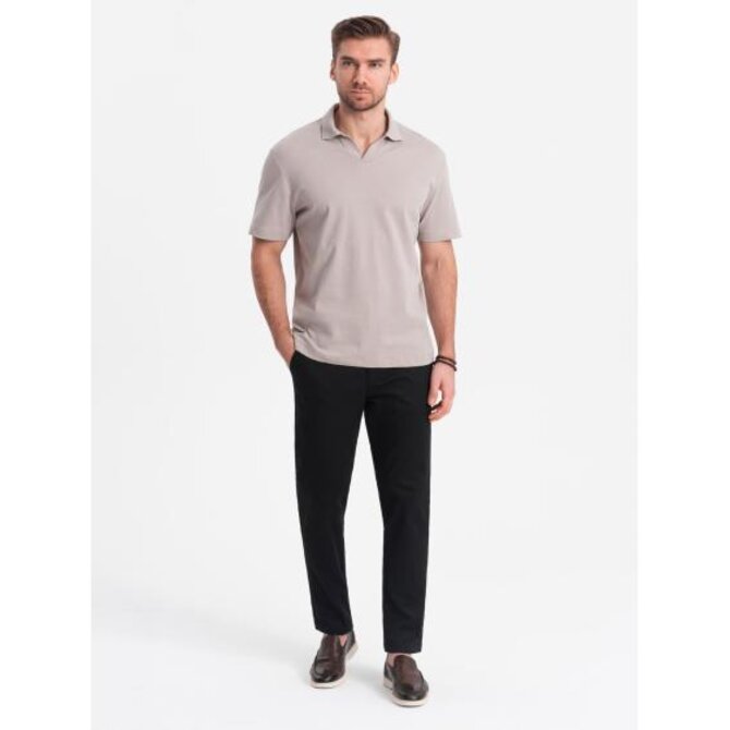 Pánské chino kalhoty klasického střihu  V5 OM-PACP-0190 černé Černá, L
