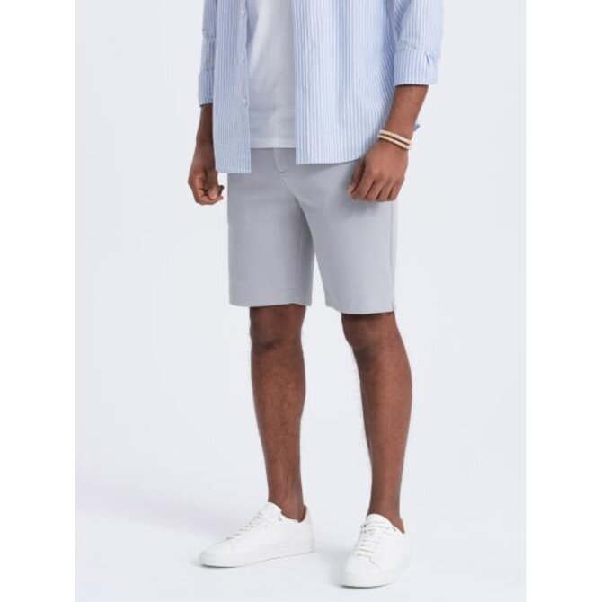 Pánské šortky SLIM FIT světle šedé Šedá, XXL