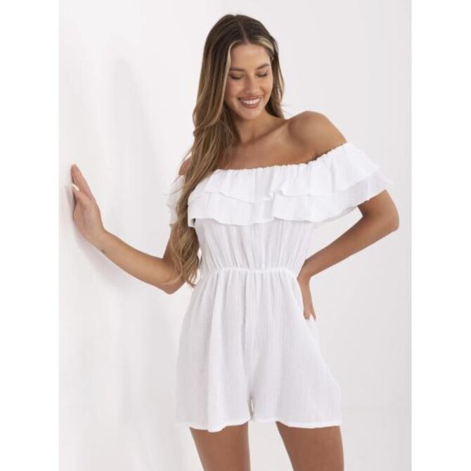 Bílé mušelínové kombinéza s volánkem Bílá, Univerzální