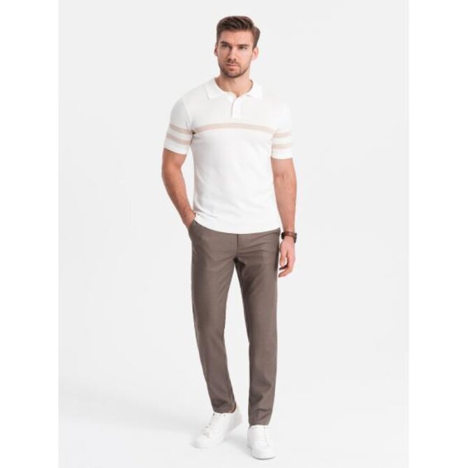 Pánské klasické chino kalhoty SLIM FIT tmavě béžové Béžová, S