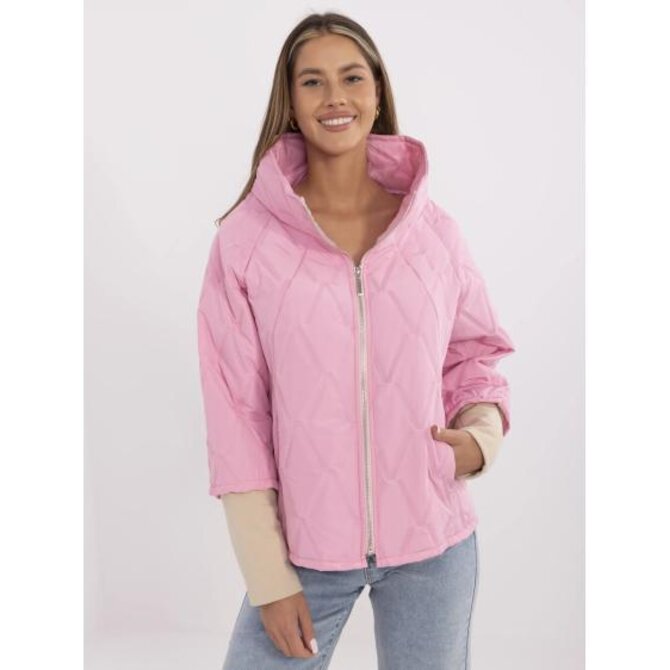 Růžová prošívaná dámská bunda se stojáčkem Růžová, Univerzální
